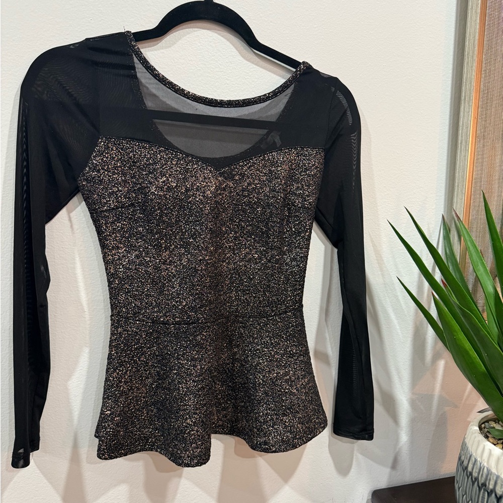 Charlotte Russe Black and Gold Sparkle Blouse